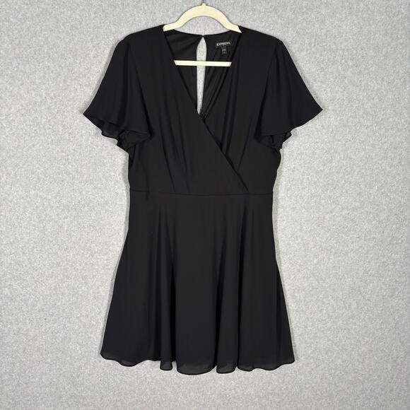 Express Dress 12 Wrap Flowy Flutter Stretch Career Church Witch Quiet Basic - Picture 1 of 11